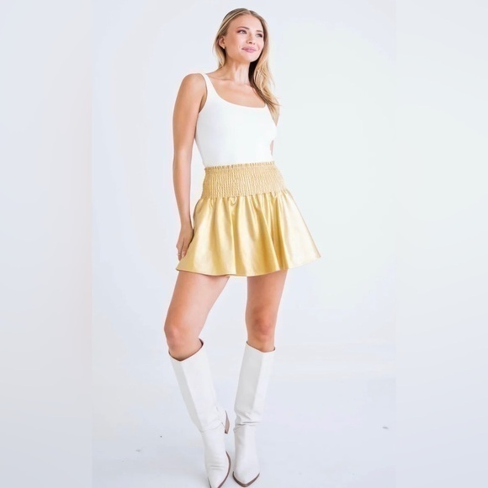 Vintage Havana Yellow checkered BOHO Layered Ruffle mini skirt size small